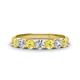 1 - Kathleen 3.40 mm Round Yellow Sapphire and Lab Grown Diamond Wedding Band 