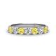 1 - Kathleen 3.40 mm Round Yellow Sapphire and Lab Grown Diamond Wedding Band 