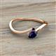 2 - Lucie Bold Oval Cut and Round Blue Sapphire 2 Stone Promise Ring 
