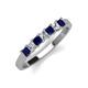 2 - Erica 3.00 mm Princess Cut Blue Sapphire and Diamond 7 Stone Wedding Band 