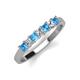 2 - Erica 3.00 mm Princess Cut Blue Topaz and Diamond 7 Stone Wedding Band 