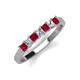 2 - Erica 3.00 mm Princess Cut Ruby and Diamond 7 Stone Wedding Band 