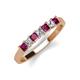 2 - Erica 3.00 mm Princess Cut Rhodolite Garnet and Diamond 7 Stone Wedding Band 