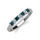 2 - Erica 3.00 mm Princess Cut London Blue Topaz and Diamond 7 Stone Wedding Band 