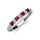 2 - Erica 3.00 mm Princess Cut Red Garnet and Diamond 7 Stone Wedding Band 