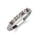 2 - Erica 3.00 mm Princess Cut Smoky Quartz and Diamond 7 Stone Wedding Band 
