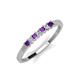 2 - Erica 2.00 mm Princess Cut Amethyst and Diamond 7 Stone Wedding Band 