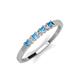 2 - Erica 2.00 mm Princess Cut Blue Topaz and Diamond 7 Stone Wedding Band 