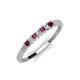 2 - Erica 2.00 mm Princess Cut Rhodolite Garnet and Diamond 7 Stone Wedding Band 