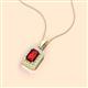 2 - Everlee 6x4 mm Emerald Cut Red Garnet and Round Diamond Halo Pendant Necklace 