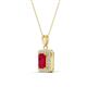 3 - Everlee 6x4 mm Emerald Cut Ruby and Round Diamond Halo Pendant Necklace 