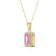 3 - Everlee 6x4 mm Emerald Cut Pink Sapphire and Round Diamond Halo Pendant Necklace 