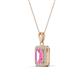 3 - Everlee 6x4 mm Emerald Cut Pink Sapphire and Round Diamond Halo Pendant Necklace 