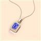 2 - Everlee 6x4 mm Emerald Cut Tanzanite and Round Diamond Halo Pendant Necklace 