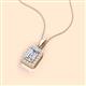 2 - Everlee 6x4 mm Emerald Cut Lab Grown Diamond and Round Diamond Halo Pendant Necklace 