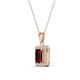 3 - Everlee 6x4 mm Emerald Cut Red Garnet and Round Diamond Halo Pendant Necklace 