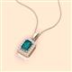 2 - Everlee 6x4 mm Emerald Cut London Blue Topaz and Round Diamond Halo Pendant Necklace 