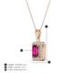4 - Everlee 6x4 mm Emerald Cut Rhodolite Garnet and Round Diamond Halo Pendant Necklace 