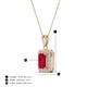 4 - Everlee 6x4 mm Emerald Cut Ruby and Round Diamond Halo Pendant Necklace 