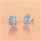 2 - Dahlia Iris Oval Cut and Baguette Diamond Milgrain Halo Stud Earrings 