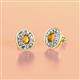 2 - Dahlia Iris Oval Cut Citrine and Baguette Diamond Milgrain Halo Stud Earrings 