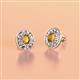 2 - Dahlia Iris Oval Cut Citrine and Baguette Diamond Milgrain Halo Stud Earrings 