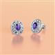 2 - Dahlia Iris Oval Cut Iolite and Baguette Diamond Milgrain Halo Stud Earrings 
