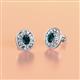 2 - Dahlia Iris Oval Cut London Blue Topaz and Baguette Diamond Milgrain Halo Stud Earrings 