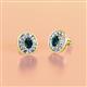 2 - Dahlia Iris Oval Cut London Blue Topaz and Baguette Diamond Milgrain Halo Stud Earrings 