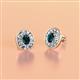 2 - Dahlia Iris Oval Cut London Blue Topaz and Baguette Diamond Milgrain Halo Stud Earrings 