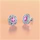 2 - Dahlia Iris Oval Cut Pink Sapphire and Baguette Diamond Milgrain Halo Stud Earrings 