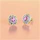 2 - Dahlia Iris Oval Cut Pink Sapphire and Baguette Diamond Milgrain Halo Stud Earrings 