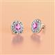 2 - Dahlia Iris Oval Cut Pink Sapphire and Baguette Diamond Milgrain Halo Stud Earrings 
