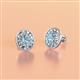 2 - Dahlia Iris Oval Cut Aquamarine and Baguette Diamond Milgrain Halo Stud Earrings 