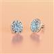 2 - Dahlia Iris Oval Cut Aquamarine and Baguette Diamond Milgrain Halo Stud Earrings 