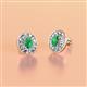 2 - Dahlia Iris Oval Cut Emerald and Baguette Diamond Milgrain Halo Stud Earrings 
