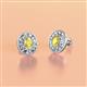 2 - Dahlia Iris Oval Cut Yellow Sapphire and Baguette Diamond Milgrain Halo Stud Earrings 