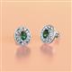 2 - Dahlia Iris Oval Cut Created Alexandrite and Baguette Diamond Milgrain Halo Stud Earrings 