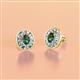 2 - Dahlia Iris Oval Cut Created Alexandrite and Baguette Diamond Milgrain Halo Stud Earrings 