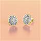 2 - Dahlia Iris Oval Cut and Baguette Diamond Milgrain Halo Stud Earrings 