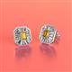 2 - Pamela Iris Emerald Cut Citrine and Baguette Diamond Milgrain Halo Stud Earrings 