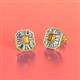 2 - Pamela Iris Emerald Cut Citrine and Baguette Diamond Milgrain Halo Stud Earrings 