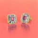 2 - Pamela Iris Emerald Cut Rhodolite Garnet and Baguette Diamond Milgrain Halo Stud Earrings 