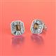 2 - Pamela Iris Emerald Cut Smoky Quartz and Baguette Diamond Milgrain Halo Stud Earrings 