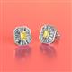 2 - Pamela Iris Emerald Cut Yellow Sapphire and Baguette Diamond Milgrain Halo Stud Earrings 