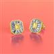 2 - Pamela Iris Emerald Cut Yellow Sapphire and Baguette Diamond Milgrain Halo Stud Earrings 