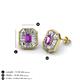 3 - Pamela Iris Emerald Cut Amethyst and Baguette Diamond Milgrain Halo Stud Earrings 