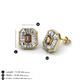 3 - Pamela Iris Emerald Cut Smoky Quartz and Baguette Diamond Milgrain Halo Stud Earrings 