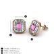 3 - Pamela Iris Emerald Cut Pink Sapphire and Baguette Diamond Milgrain Halo Stud Earrings 