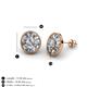 3 - Dahlia Iris Oval Cut and Baguette Diamond Milgrain Halo Stud Earrings 